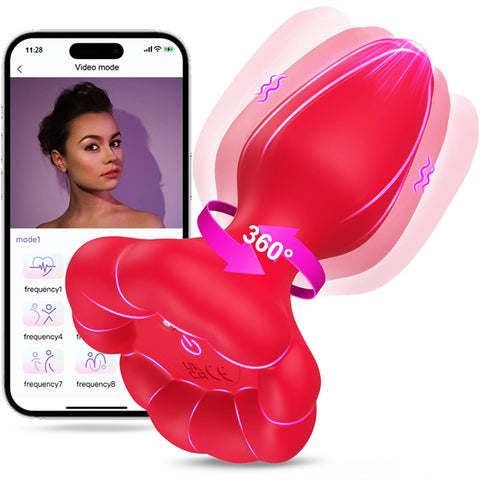 360° Rotating Rose Anal Plug Vibrator with APP Remote