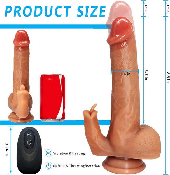 4IN1 7 Thrusting & Rotation 10 Vibration & Licking Dildo Vibrator Flesh