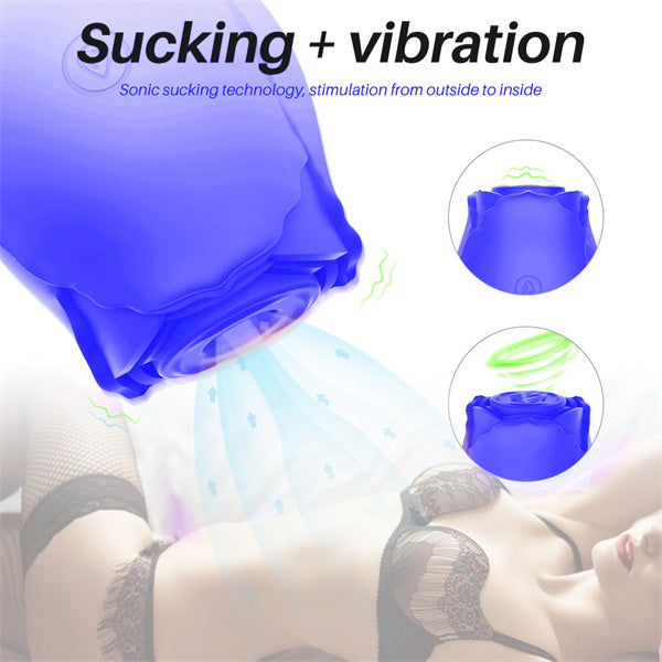 Glow In Dark Rose Vibrator Dark Blue