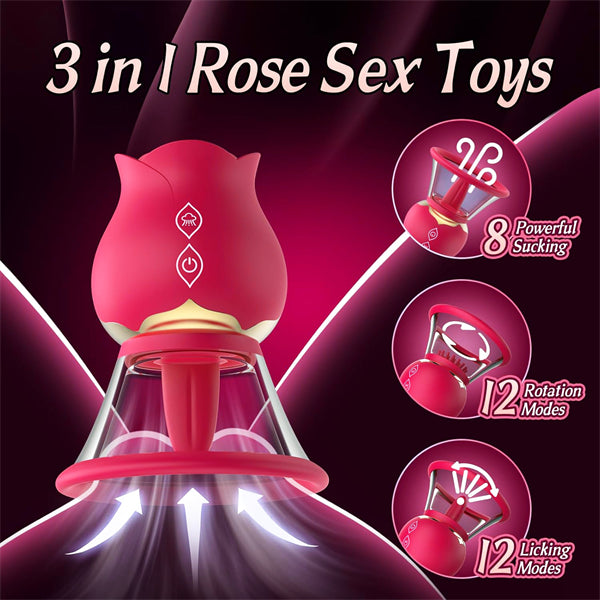 Rose Vibrators with 3 Brush Heads and Removable Cup