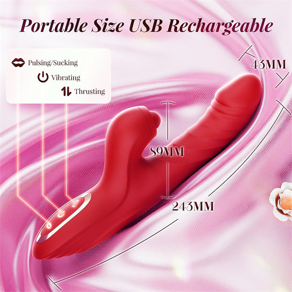 10 Vibration & 7 Thrusting Mode Rabbit Vibrator Red