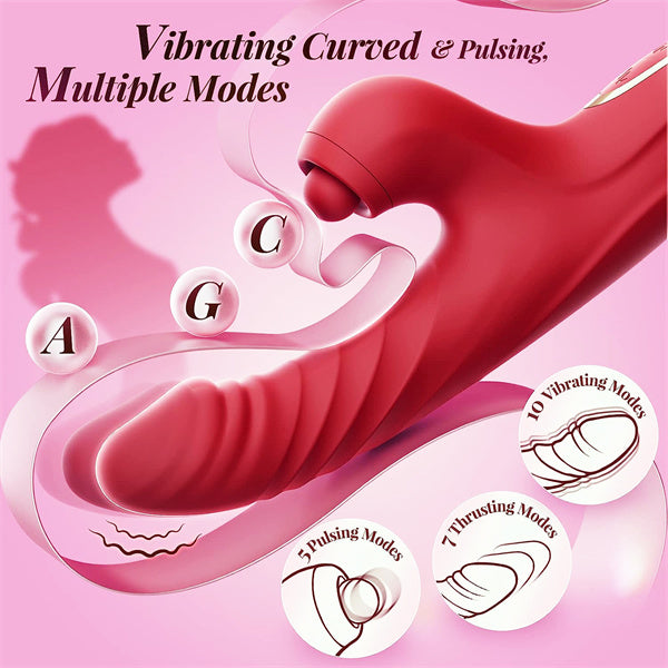 10 Vibration & 7 Thrusting Mode Rabbit Vibrator Red