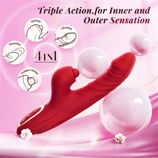 10 Vibration & 7 Thrusting Mode Rabbit Vibrator Red