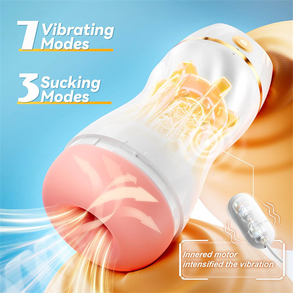 Upgraded 7 Vibration & Suction Stroker White