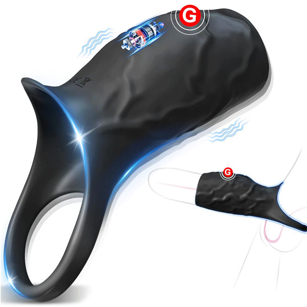 Vibrating Penis Sleeve Cock Ring Black