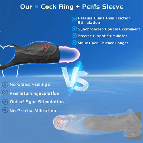 Vibrating Penis Sleeve Cock Ring Black