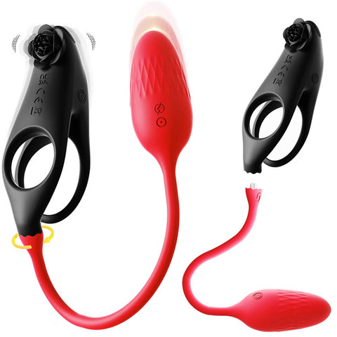 Rose Cock Ring Vibrator With Love Egg