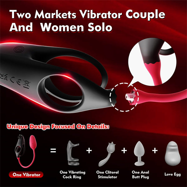 Rose Cock Ring Vibrator With Love Egg