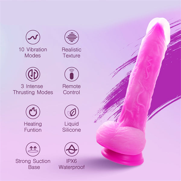 9.25 inch Thrusting Rose Red Dildo Vibrator