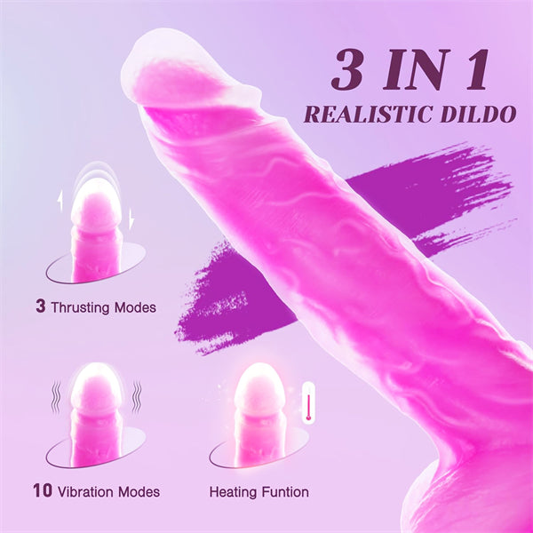 9.25 inch Thrusting Rose Red Dildo Vibrator