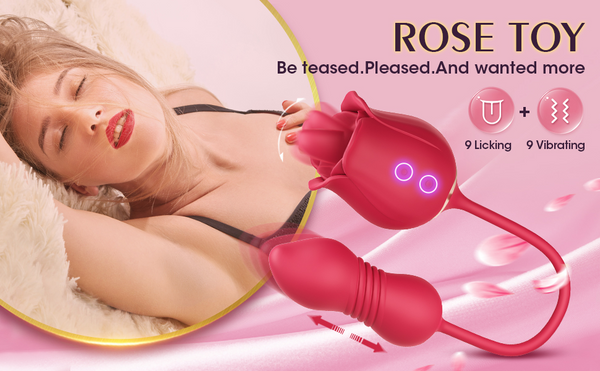 Thrusting Rose Licking Vibrator Red