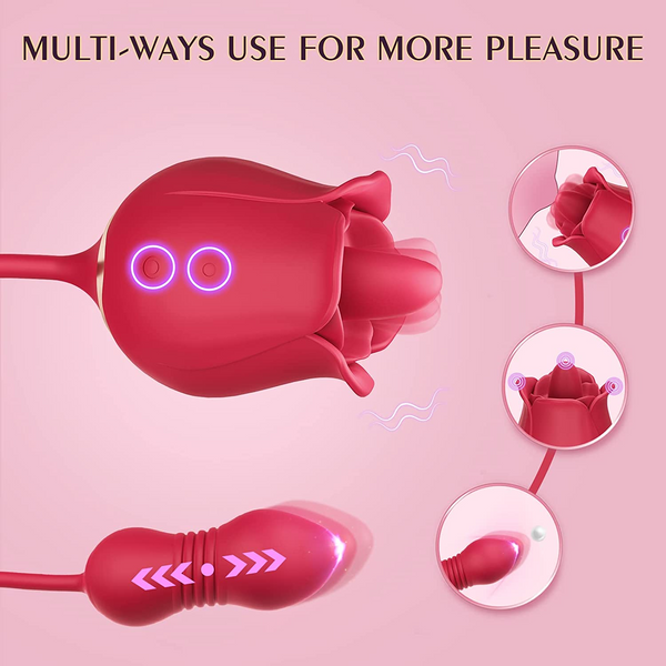 Thrusting Rose Licking Vibrator Red