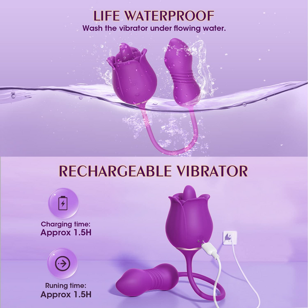 Thrusting Rose Licking Vibrator Purple