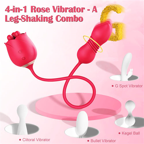 Thrusting Vibrator with Trio of Fondling Nubs Ivy